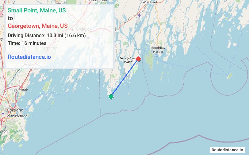 Route map from Small Point to Georgetown