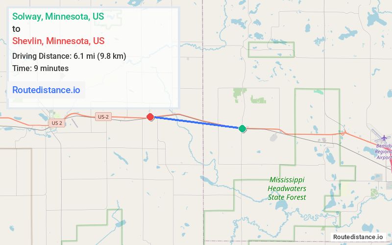 Route map from Solway to Shevlin