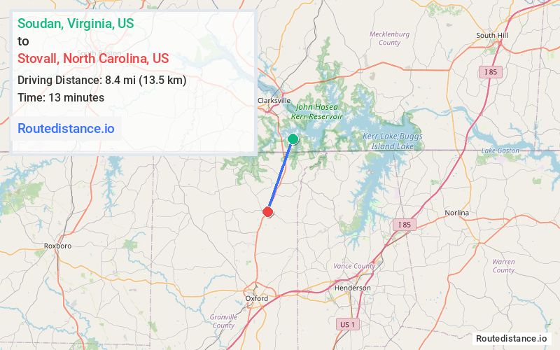 Route map from Soudan to Stovall