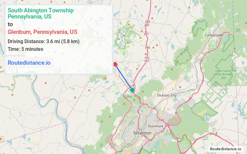 Distance from South Abington Township to Glenburn