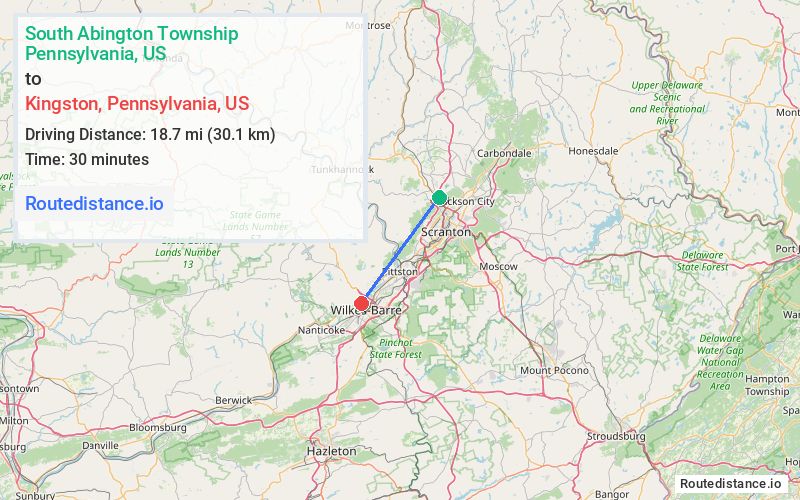 Distance from South Abington Township to Kingston