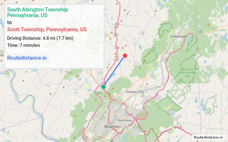 Distance from South Abington Township to Scott Township