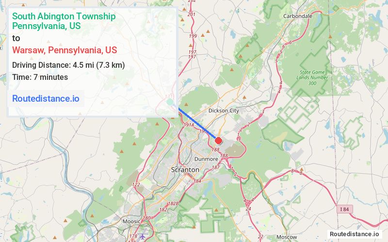 Distance from South Abington Township to Warsaw
