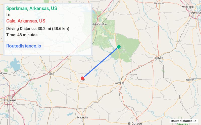 Distance from Sparkman to Cale