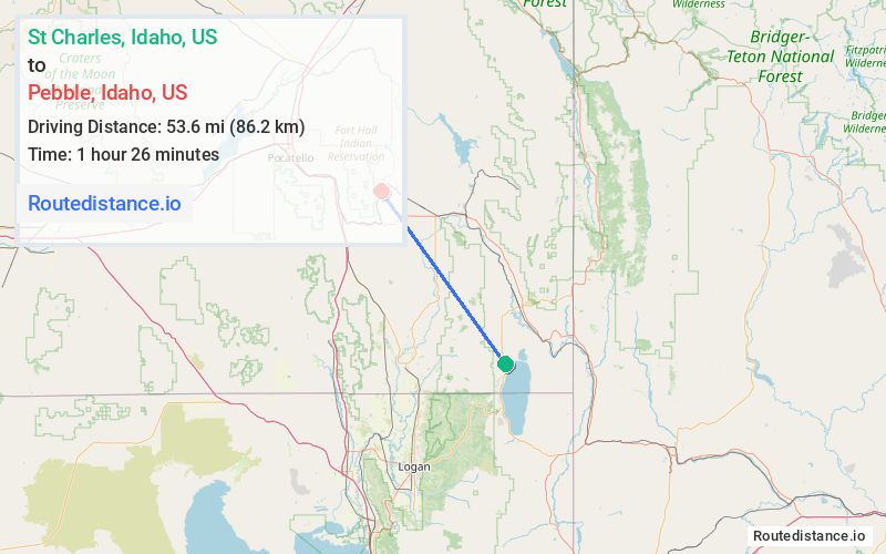 Distance from St Charles to Pebble