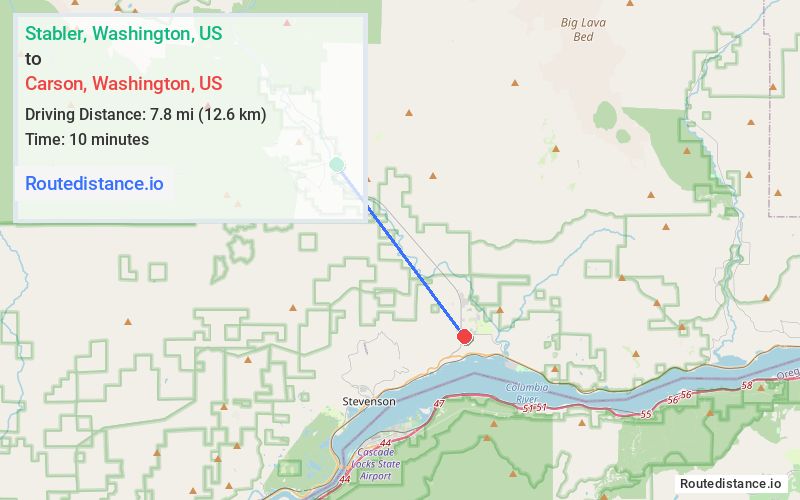 Route map from Stabler to Carson