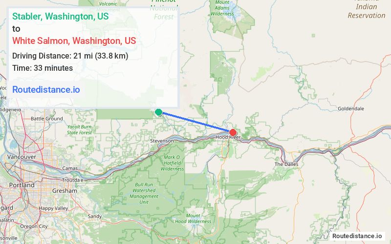 Route map from Stabler to White Salmon