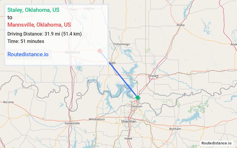 Distance from Staley to Mannsville