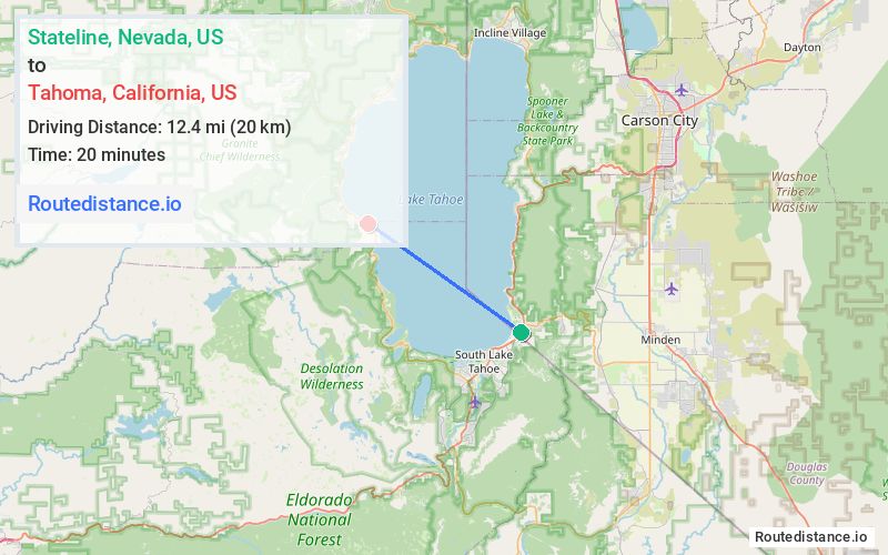 Distance from Stateline to Tahoma