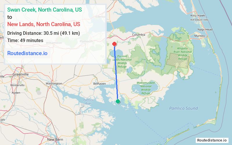 Distance from Swan Creek to New Lands
