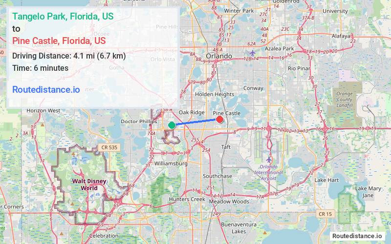 Distance from Tangelo Park to Pine Castle