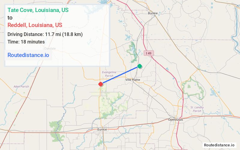 Route map from Tate Cove to Reddell