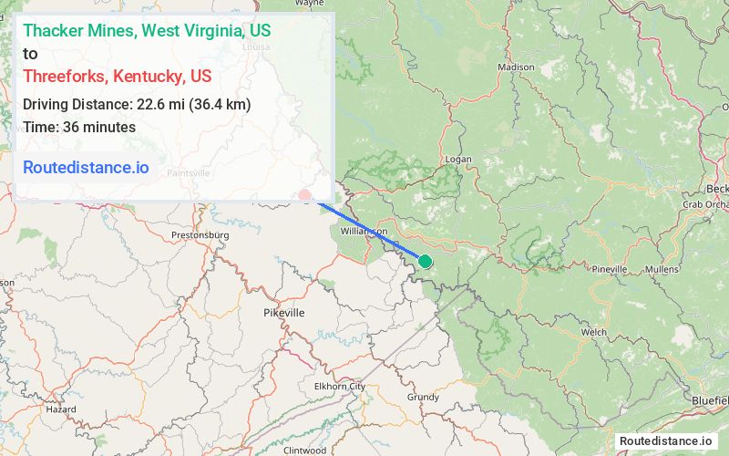 Distance from Thacker Mines to Threeforks