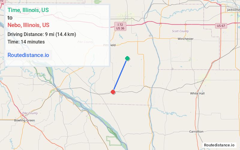 Route map from Time to Nebo