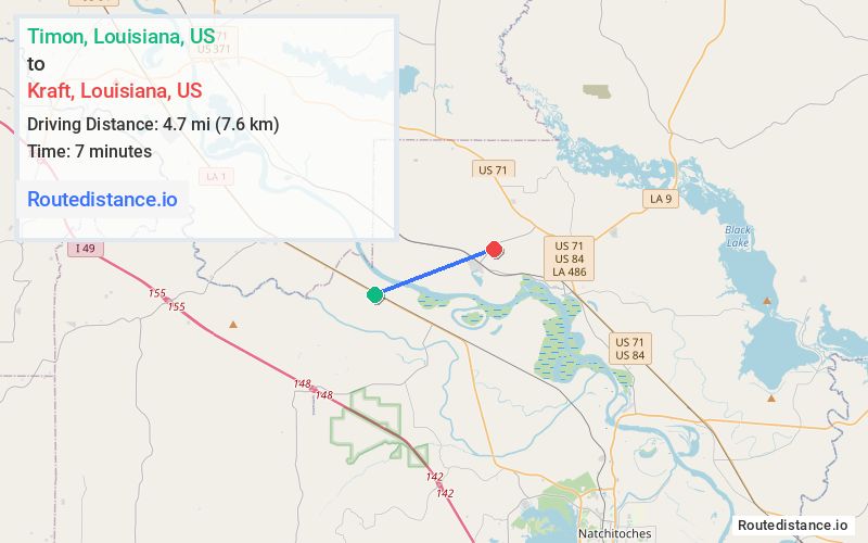 Route map from Timon to Kraft