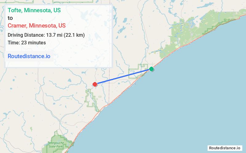 Route map from Tofte to Cramer