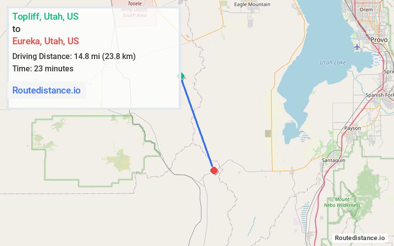Route map from Topliff to Eureka