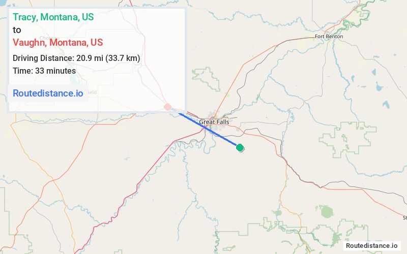 Distance from Tracy to Vaughn