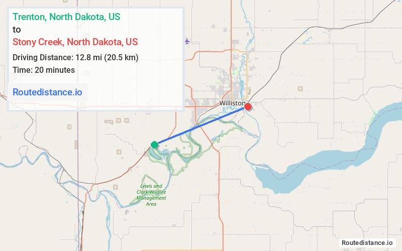 Distance from Trenton to Stony Creek