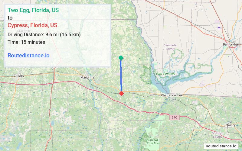 Route map from Two Egg to Cypress