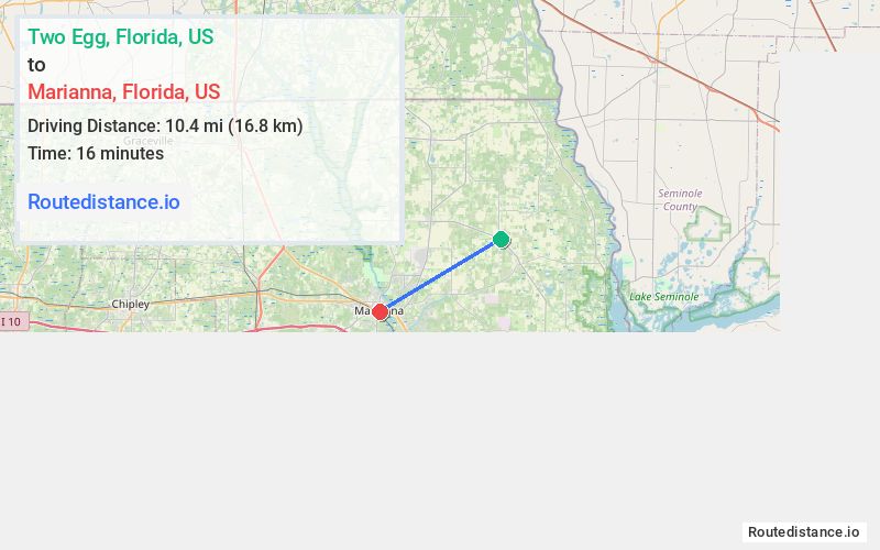 Route map from Two Egg to Marianna