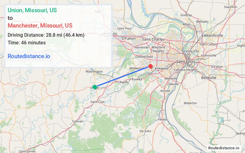 Route map from Union to Manchester