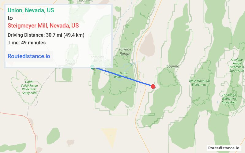 Route map from Union to Steigmeyer Mill