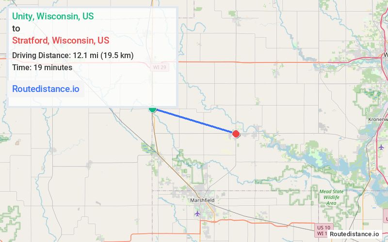 Distance from Unity to Stratford