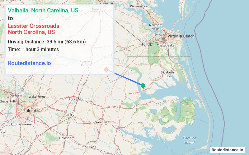 Distance from Valhalla to Lassiter Crossroads