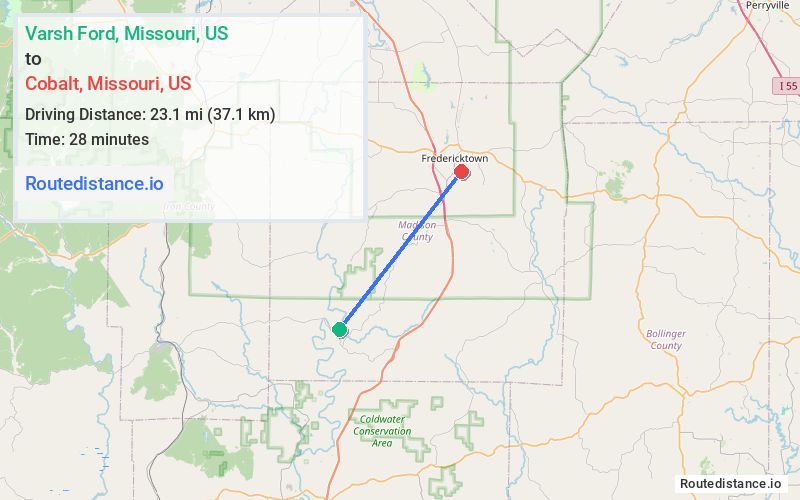 Distance from Varsh Ford to Cobalt