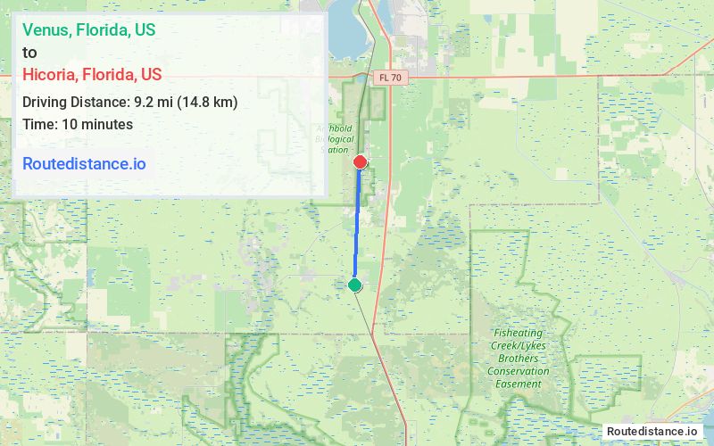 Route map from Venus to Hicoria