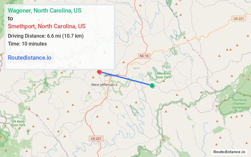 Route map from Wagoner to Smethport