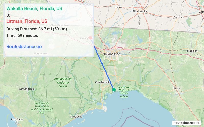 Distance from Wakulla Beach to Littman