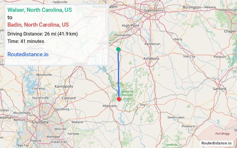 Route map from Walser to Badin