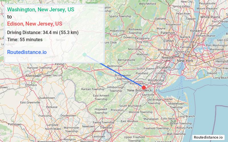 Distance from Washington to Edison