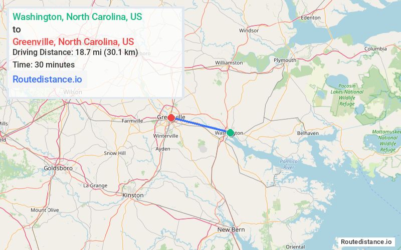 Distance from Washington to Greenville