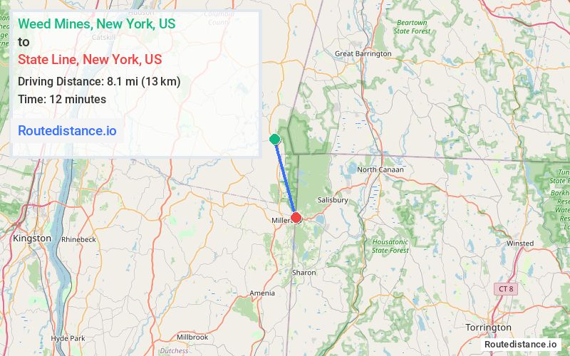 Route map from Weed Mines to State Line