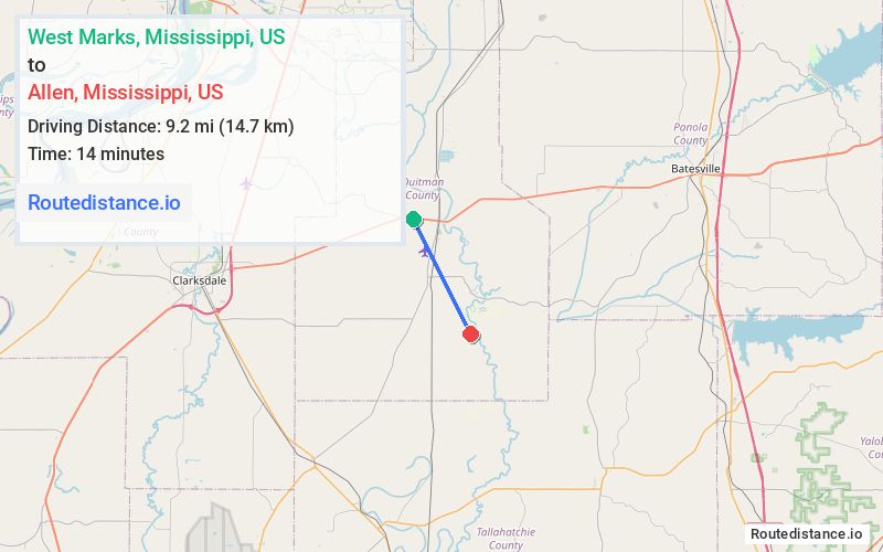 Distance from West Marks to Allen