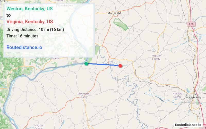 Distance from Weston to Virginia