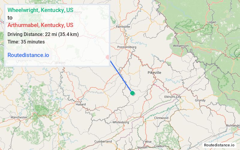 Distance from Wheelwright to Arthurmabel
