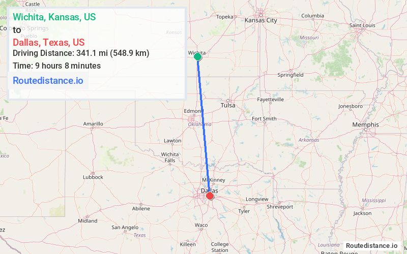 Distance from Wichita to Dallas