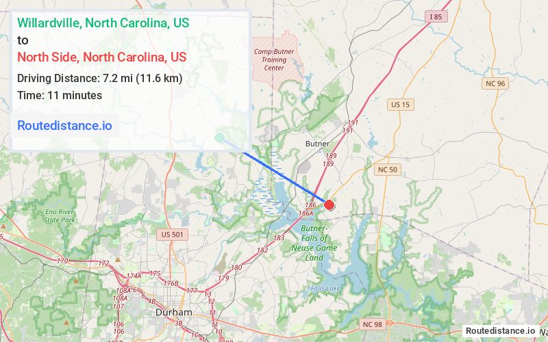 Route map from Willardville to North Side
