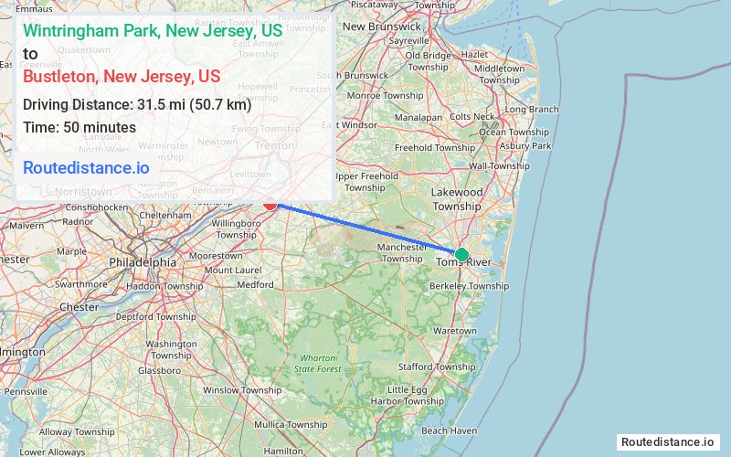 Distance from Wintringham Park to Bustleton