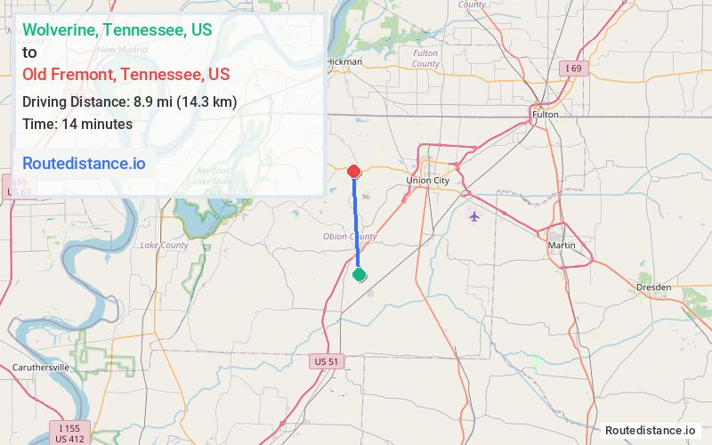 Route map from Wolverine to Old Fremont