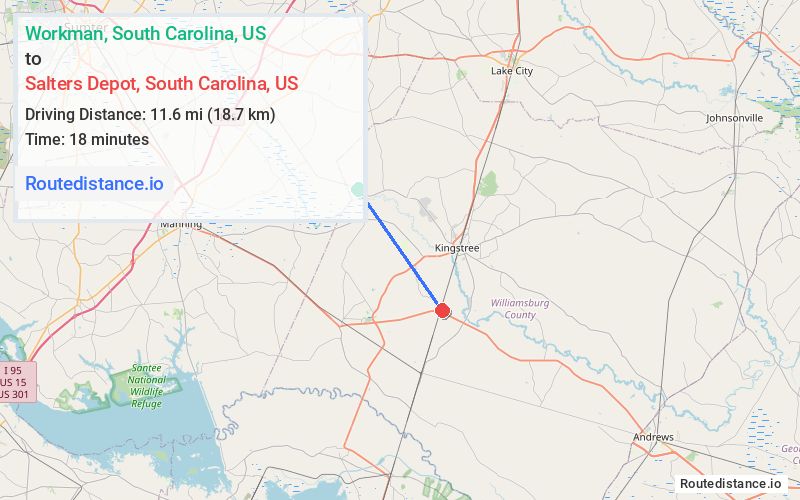 Distance from Workman to Salters Depot
