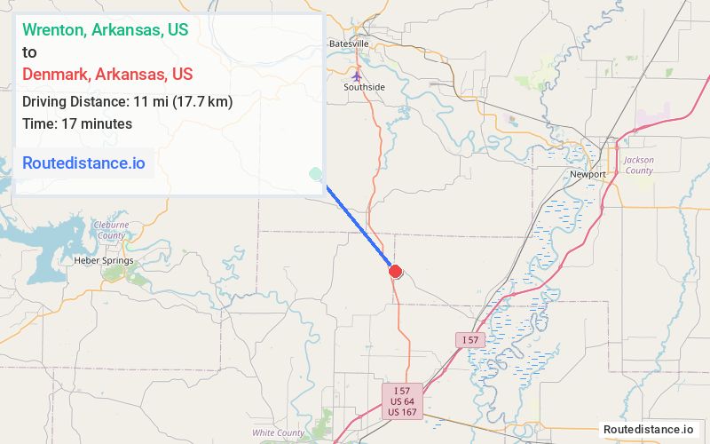 Distance from Wrenton to Denmark