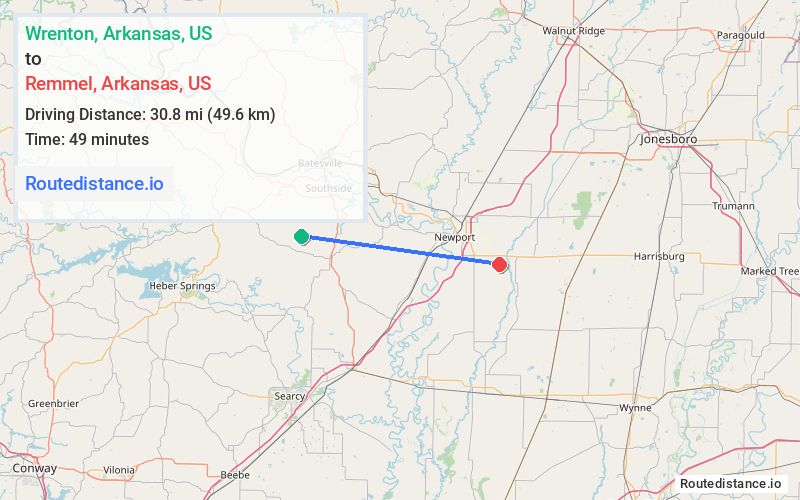Distance from Wrenton to Remmel