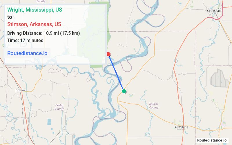 Route map from Wright to Stimson